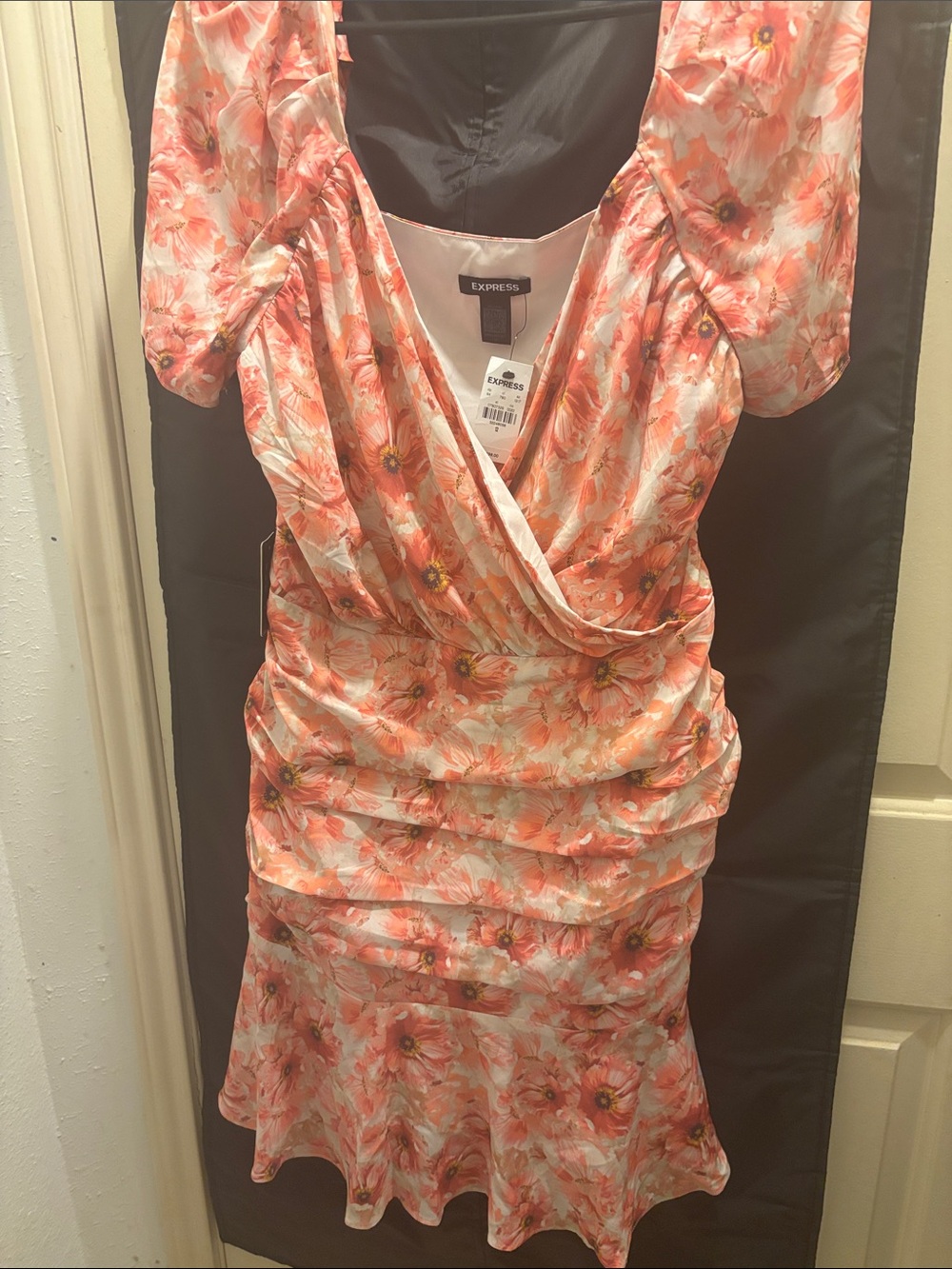Express Coral Floral Mini Dress